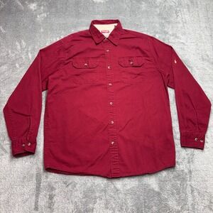 Wrangler Button Down Shirt Mens Size M Burgundy Red Good Long Sleeve Cotton